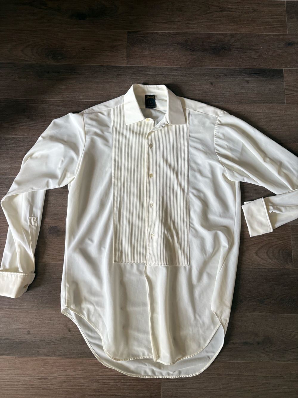 Classic White Pleated Front Men’s Dress Shirt